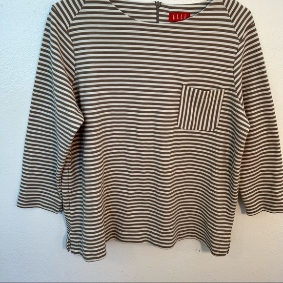 Elle Boatneck Top Beige White Stripes - Picture 3 of 9